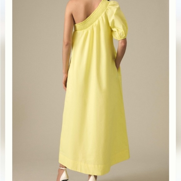 Anthropologie Maeve Yellow One Shoulder Midi Dress Size S New Without Tags - Picture 2 of 3